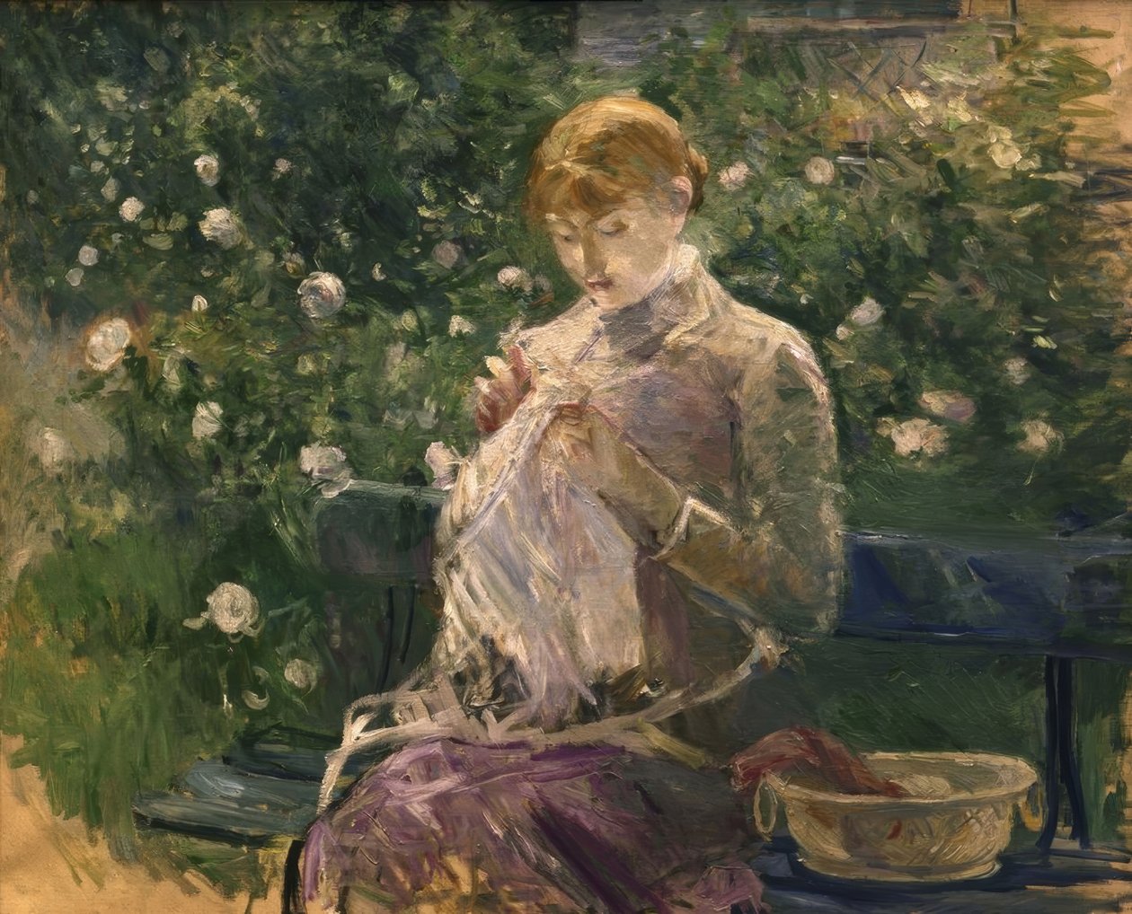 Pasie-søm i Bougivals hage – 1881 – 81 × 100 cm – olje på lerret av Berthe Morisot