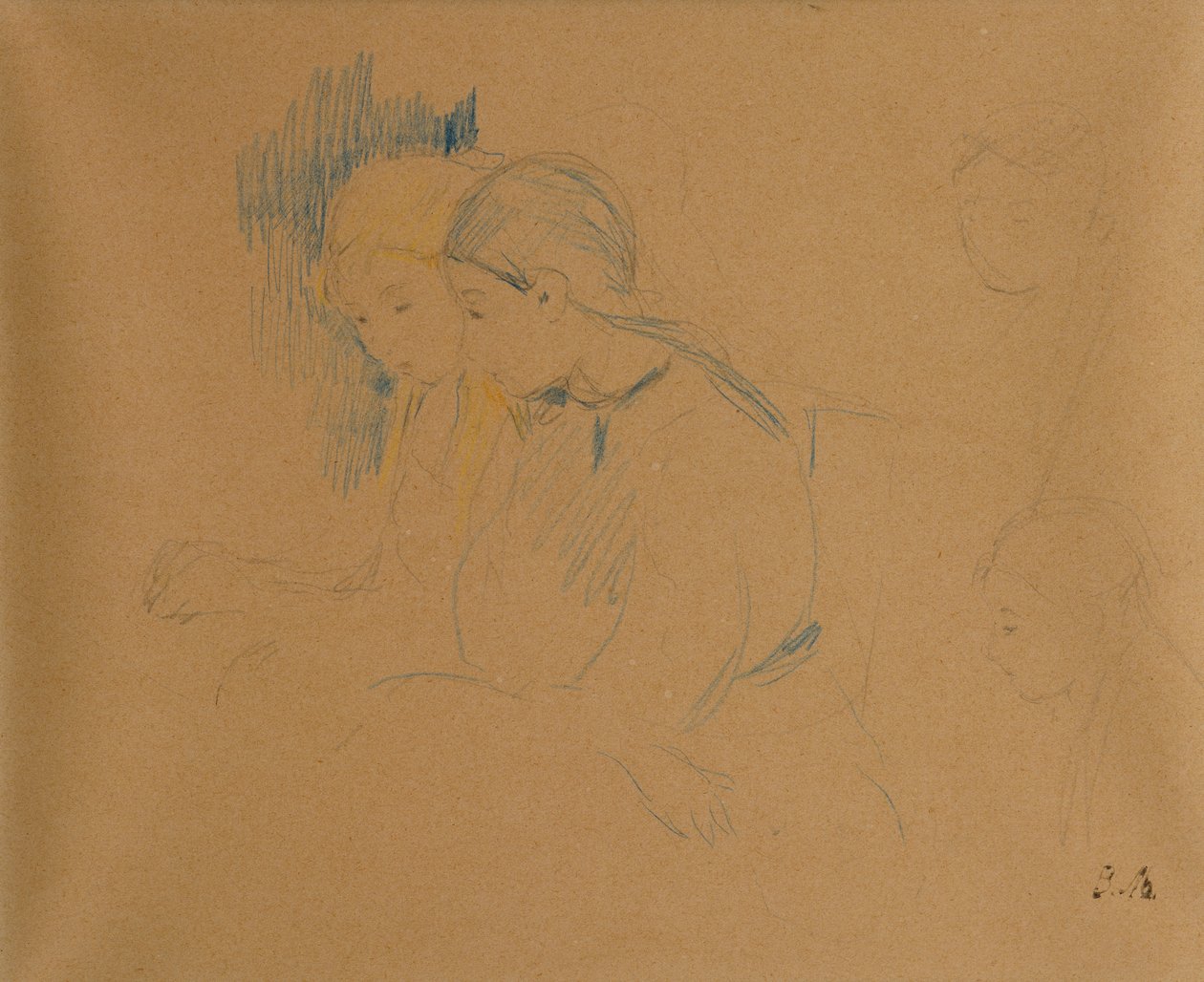 Portrett av unge jenter (fargestifter og blyant) av Berthe Morisot