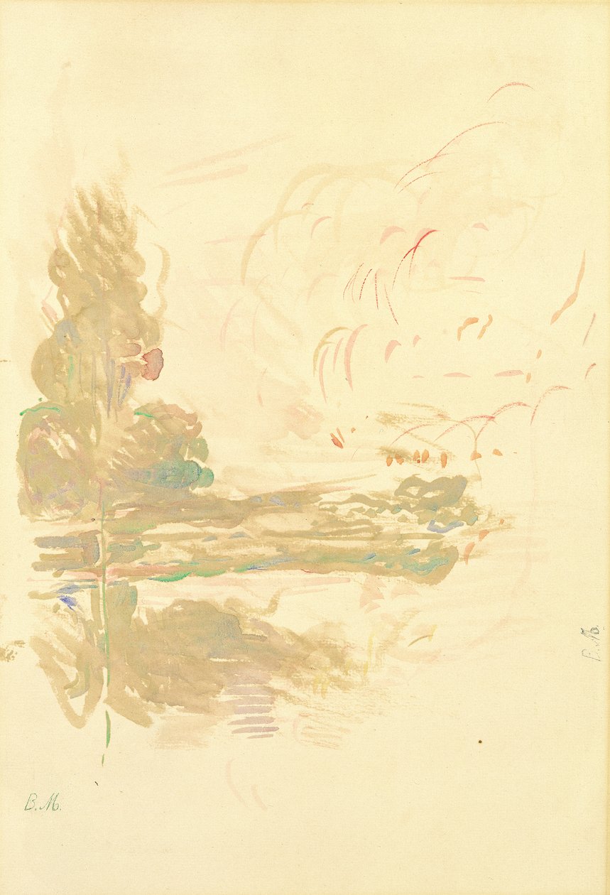 Reflections in the Seine, 1890 (akvarell på papir) av Berthe Morisot