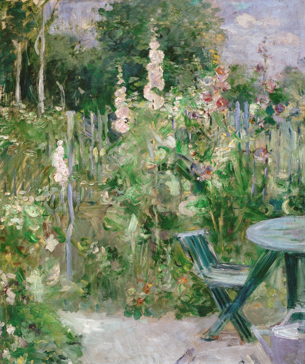 Roses Tremieres (Hollyhocks) av Berthe Morisot
