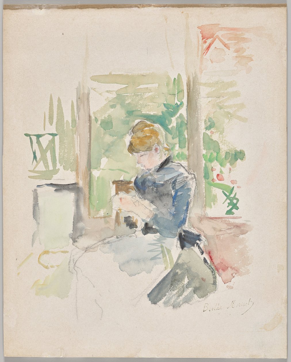 Sying ved vinduet av Berthe Morisot