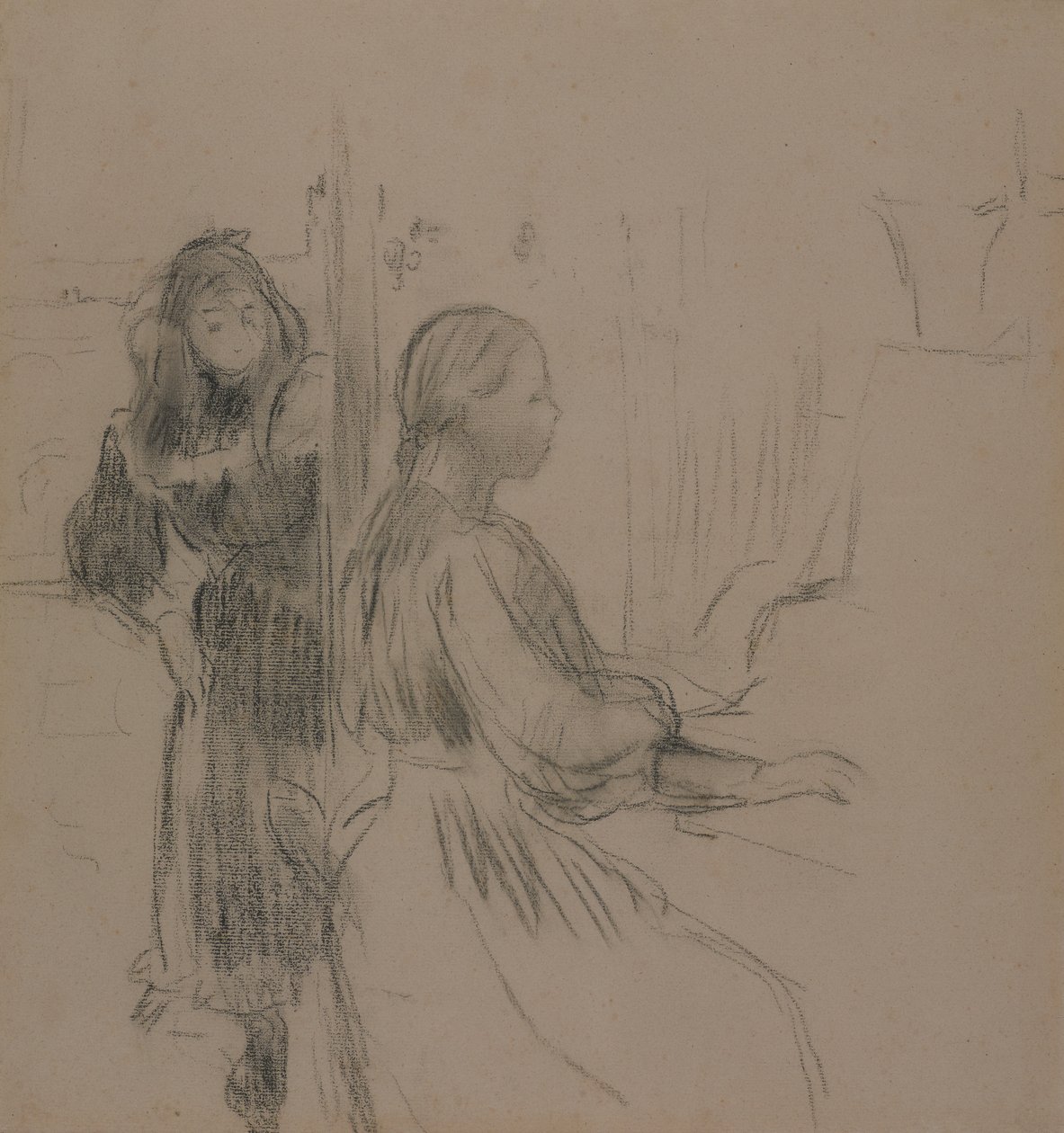 Studie for La Musique, 1893 (kull på lagt papir) av Berthe Morisot