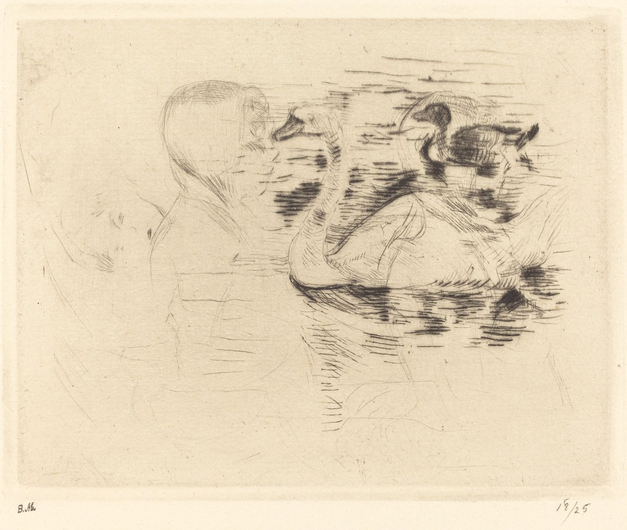Svaner ved stillestående vann av Berthe Morisot