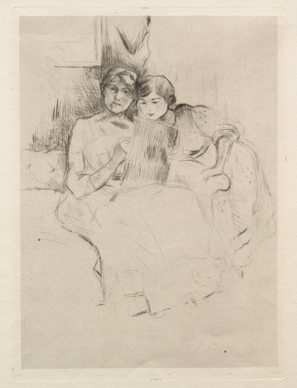 Tegnetimen (Berthe Morisot tegner med datteren hennes) av Berthe Morisot