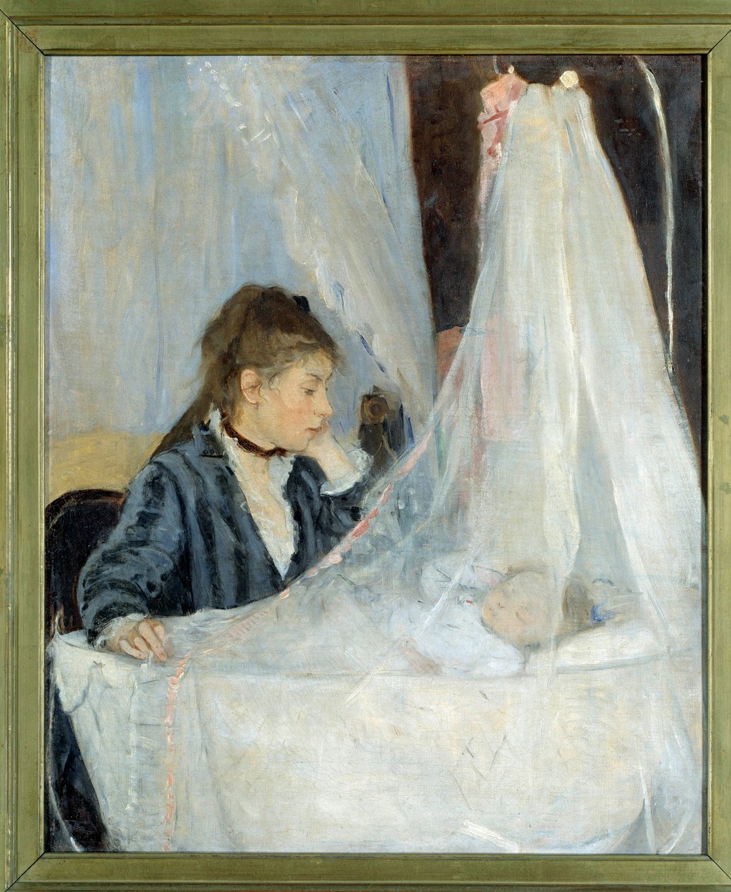 Vuggen Representasjon av kunstnerens søster, Edma, som våker over datterens søvn, Blanche - Maleri av Berthe Morisot (1841-1895) 1872. Dim. 0,56 x 0,46 m - Paris, musee d