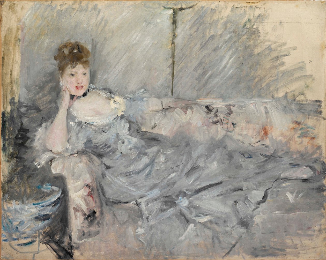 Kvinne i grått tilbakelent av Berthe Morisot