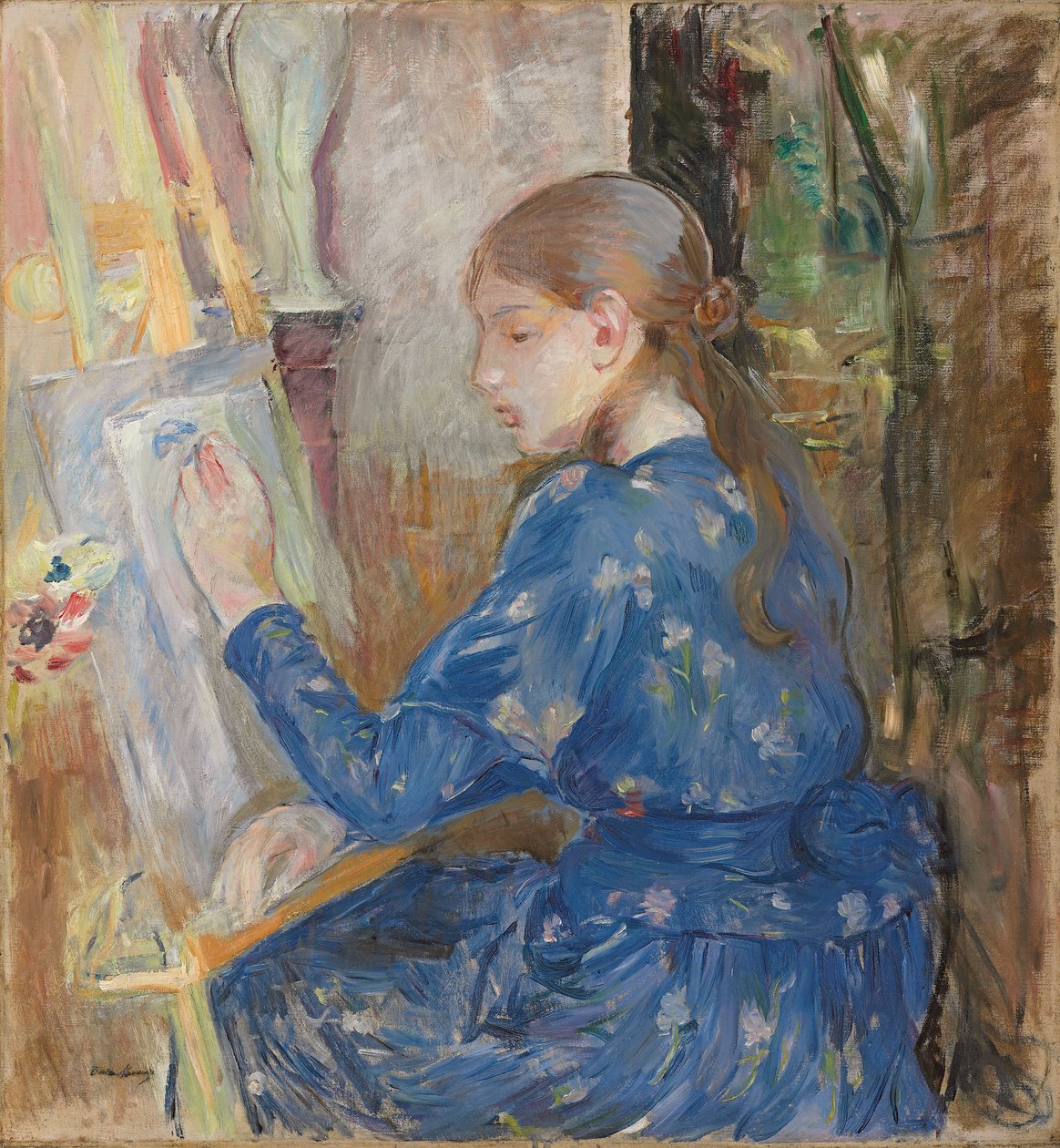 Ung jente skriver; Ung jente som skriver, 1891 av Berthe Morisot