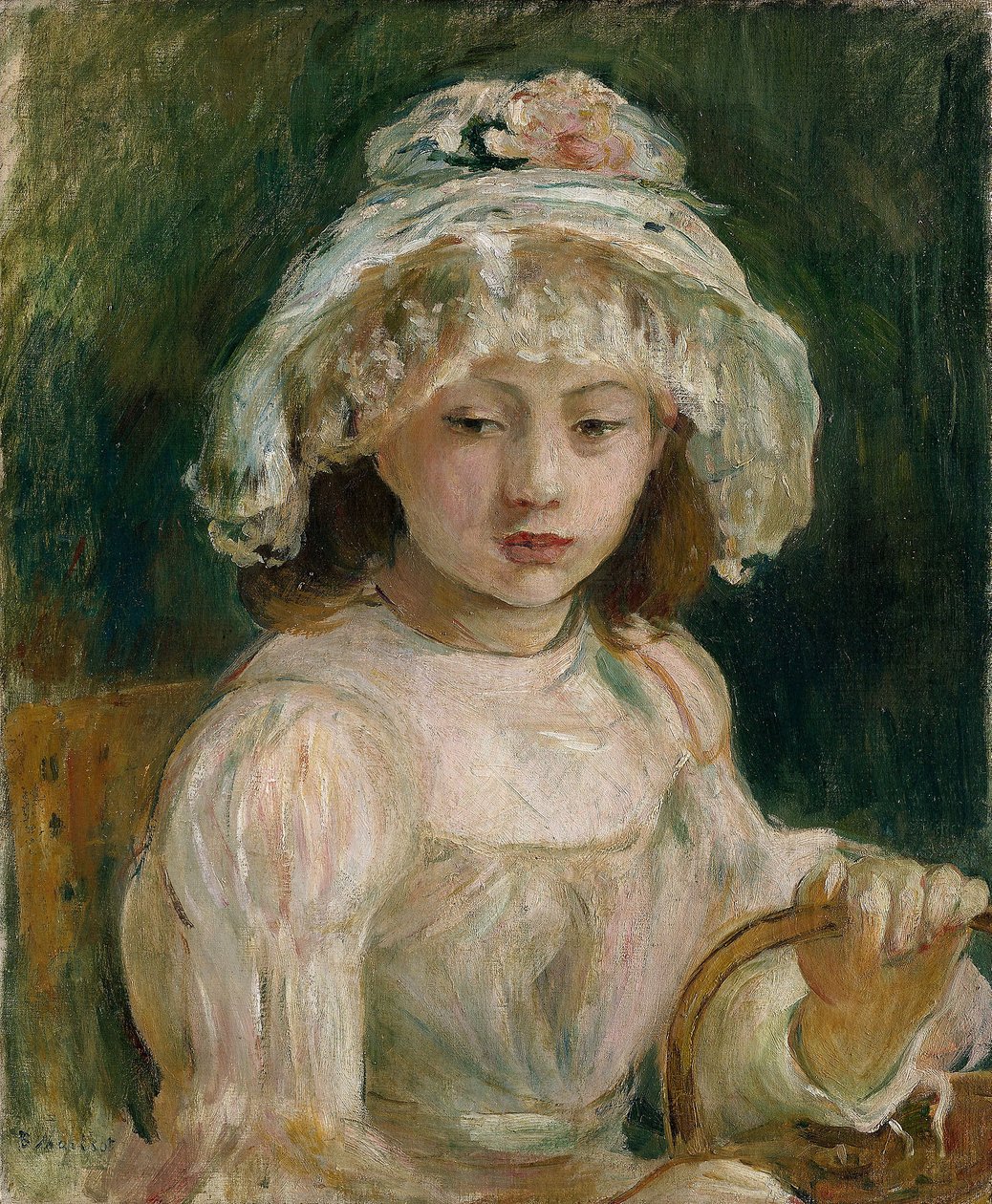 Young Girl with Hat (oil on canvas) av Berthe Morisot