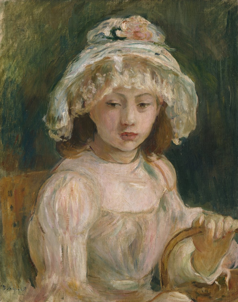 Ung jente med hatt av Berthe Morisot