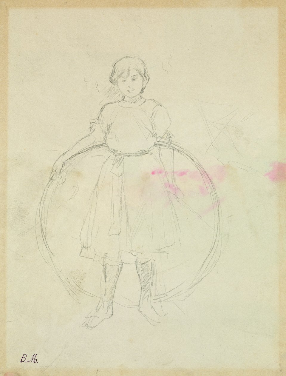 Ung jente med bøyle, 1888 (grafitt på papir) av Berthe Morisot