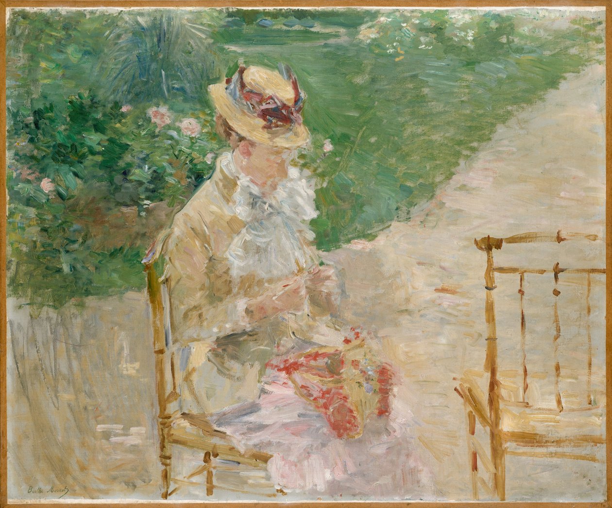 Young Woman Knitting, ca. 1883 (olje på lerret) av Berthe Morisot