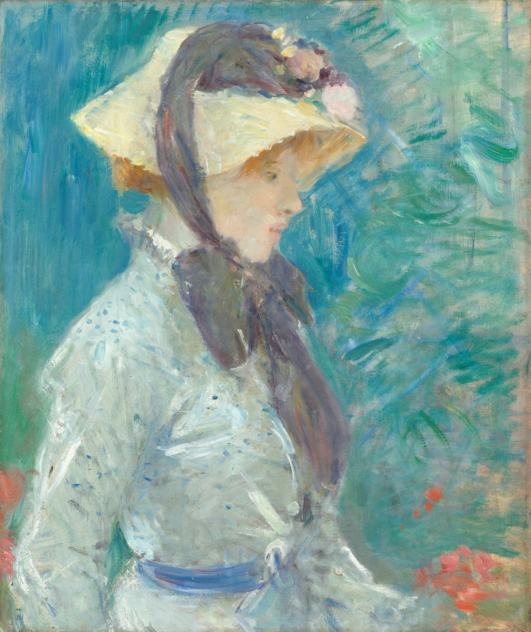 Ung kvinne med stråhatt av Berthe Morisot