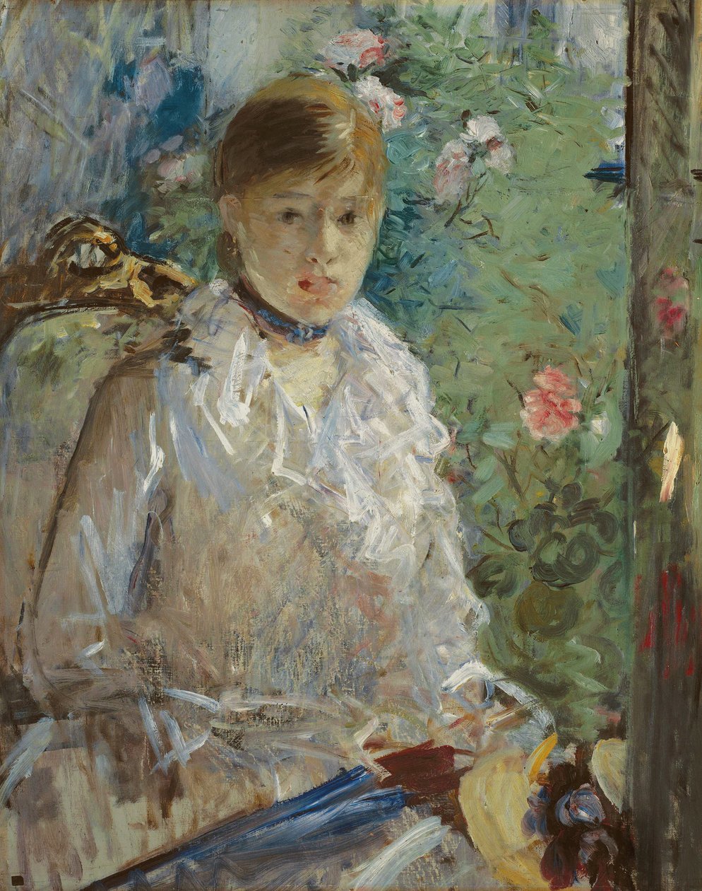 Ung kvinne som sitter foran et vindu, kalt Summer, 1879 av Berthe Morisot