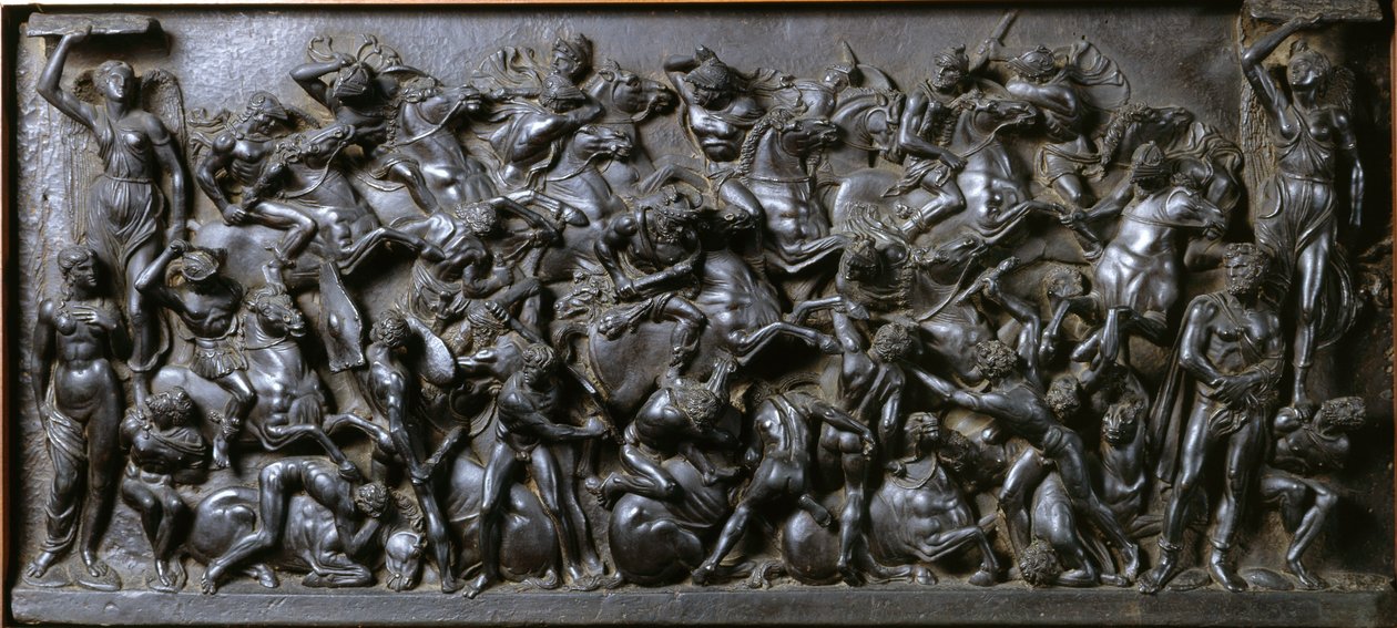 Battle between Romans and Barbarians (bronse) - Battle of the Romans and Barbarians (Battle of the Horsemen). Bronse relieffstrømper laget av Bertoldo di Giovanni (1420-1491) av Bertoldo di Giovanni