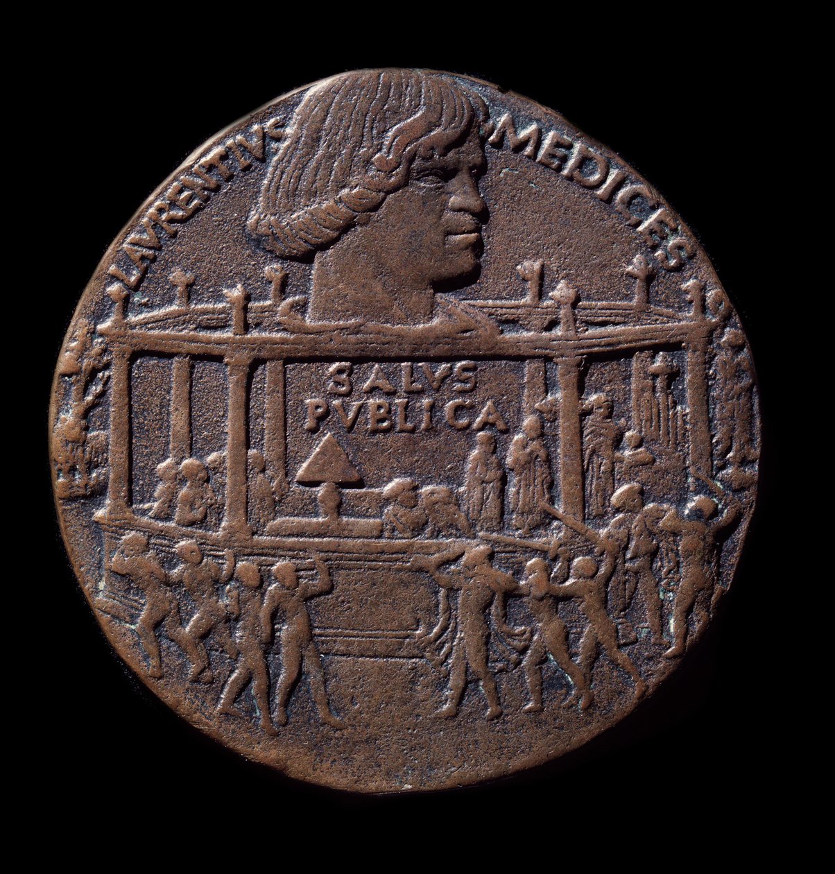 Bronsemedalje på Pazzi-konspirasjonen (1478) av Bertoldo di Giovanni