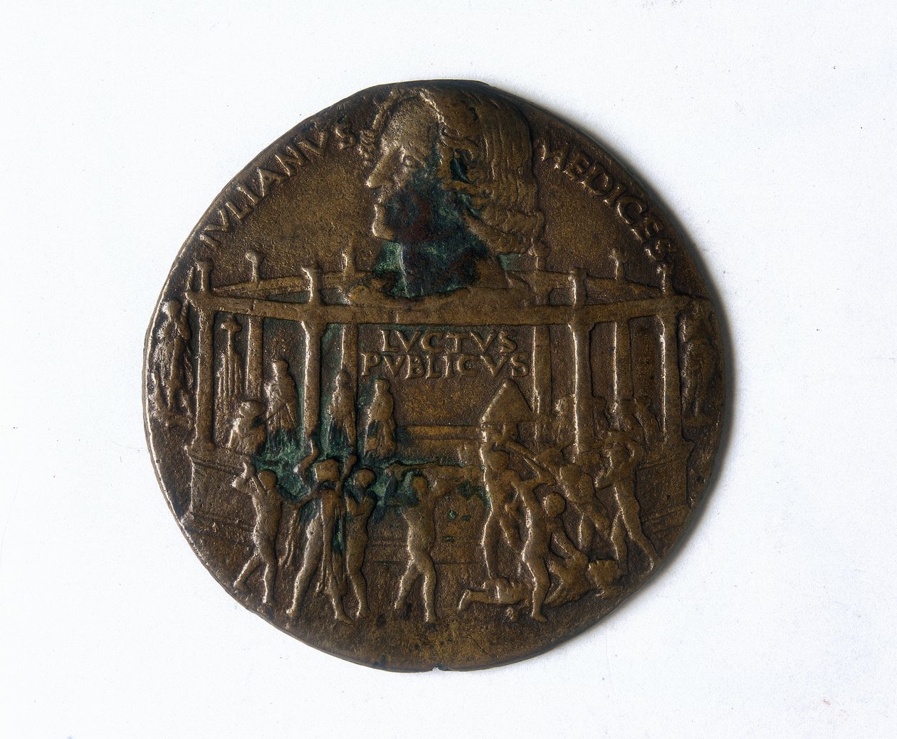 Medalje som viser Pazzi-konspirasjonen. Giuliano de 