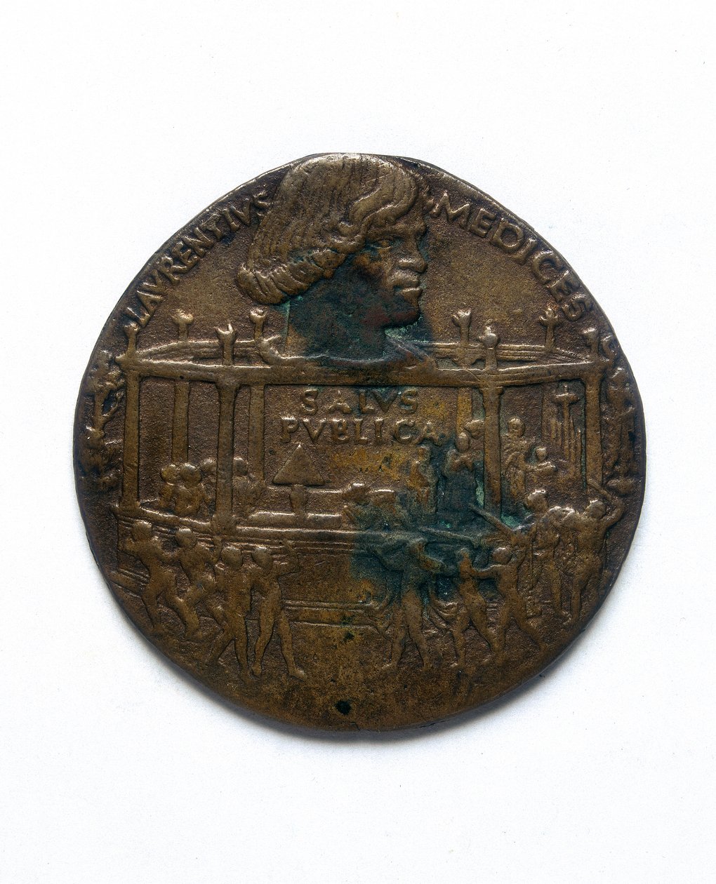 Medalje som viser Pazzi-konspirasjonen. Lorenzo de 'Medici: recto av Bertoldo di Giovanni