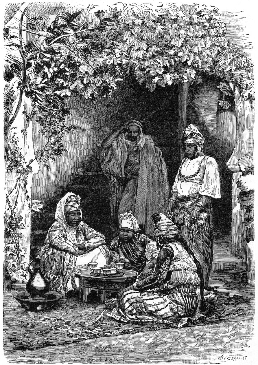 En arabisk familie i Tlemcen, Algerie, ca 1890. av Auguste Bertrand