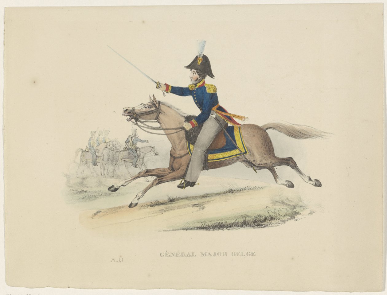 Belgisk generalmajor, 1830 Belgisk generalmajor (tittel på objekt) Belgiske kostymer: eldgamle og moderne, militære, sivile og religiøse, 1830 (serietittel) av Bertrand