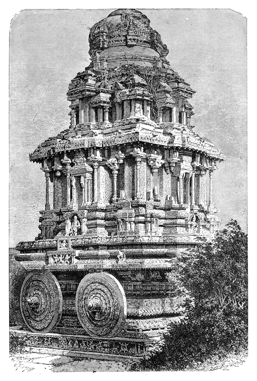 Ruinene av et tempel i Hampi, India, 1895. av Auguste Bertrand