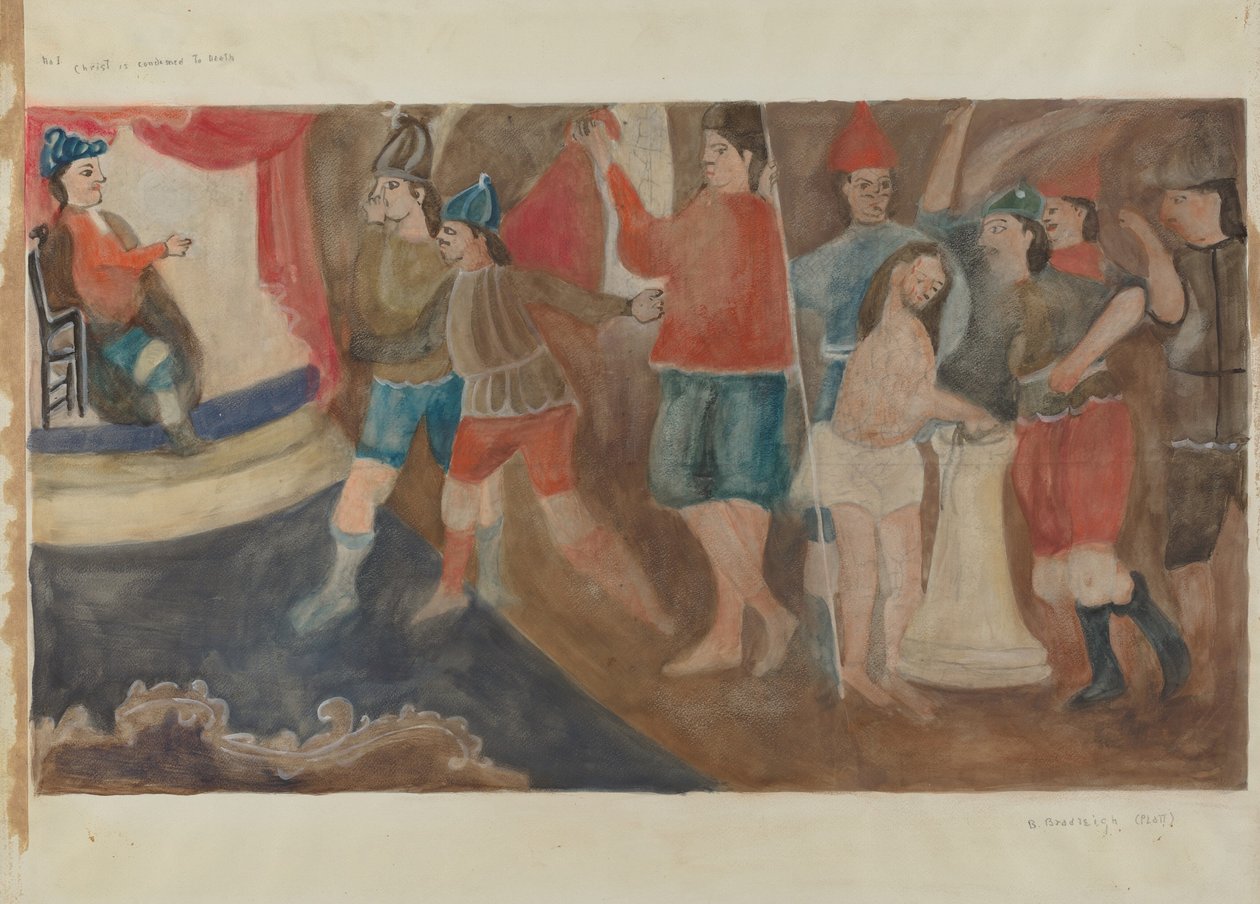 Korsstasjon nr. 1: Jesus er dømt til døden, ca. 1936. av Beulah Bradleigh