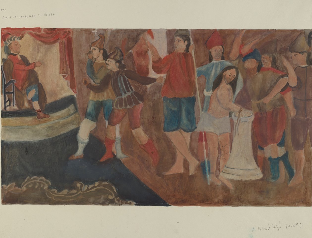Korsstasjon nr. 1: Jesus er dømt til døden, ca. 1936. av Beulah Bradleigh