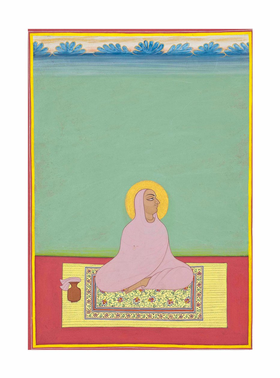 Et portrett av Maharaja Shri Narayan Ji, ca. 1830 (ugjennomsiktige pigmenter og gull på papir) av Bhati Shankar Das