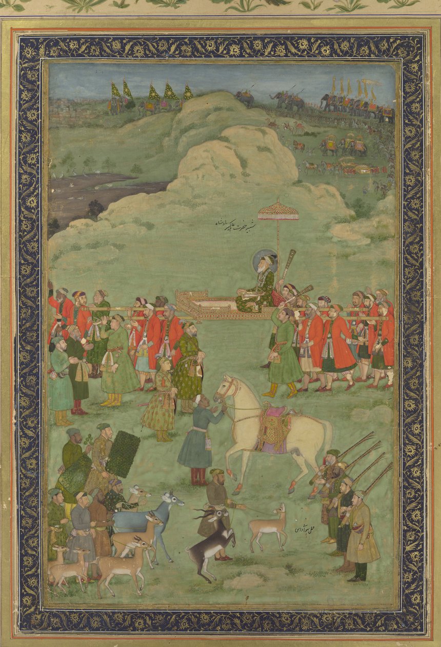 Keiseren Aurangzeb bar på en Palanquin, ca. 1705-20. av Bhavanidas