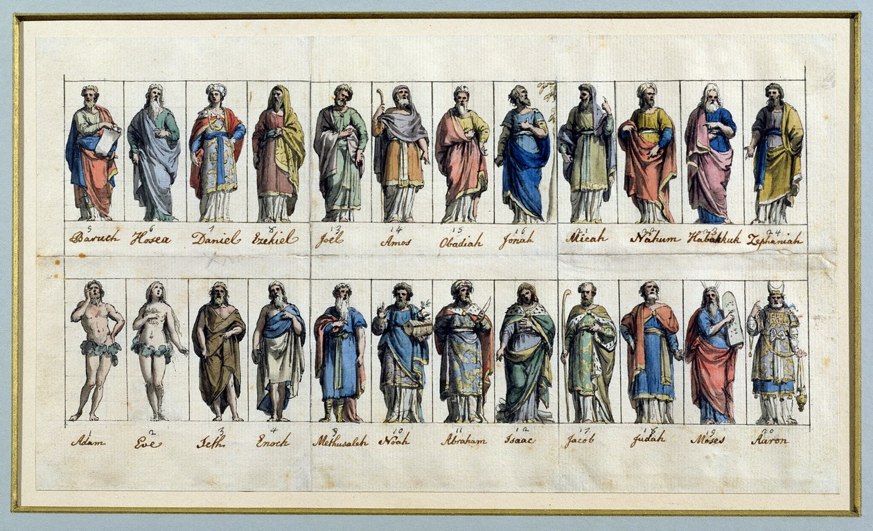 Gamle testamente figurer (wc og blekk på papir) av Biagio Rebecca
