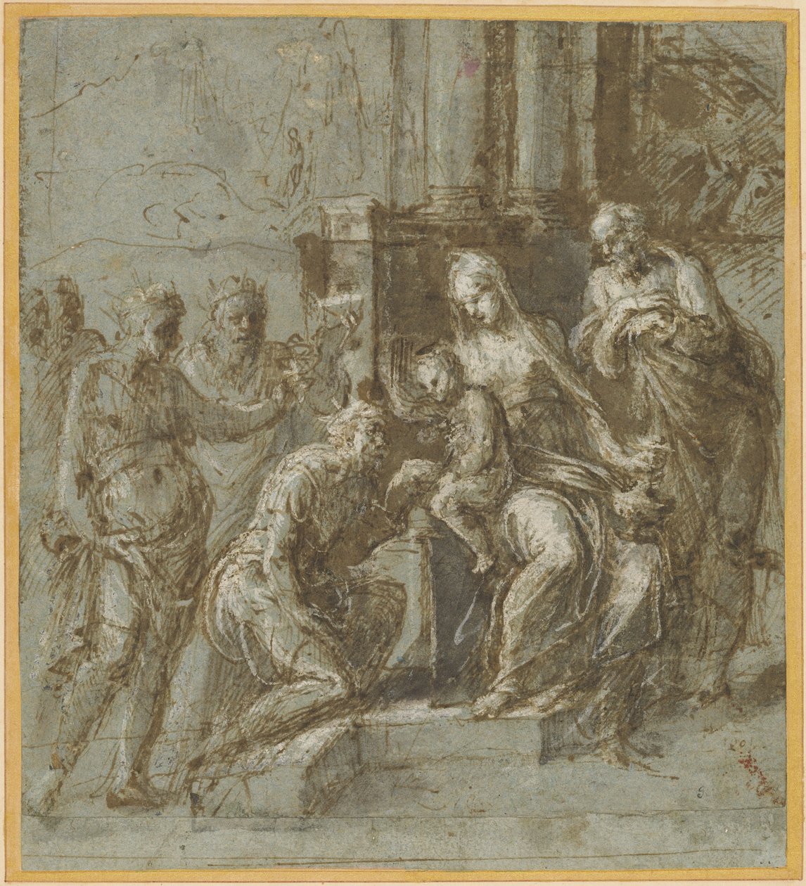 De vise menns tilbedelse, ca. 1525 (penn og blekk) av Biagio Pupini