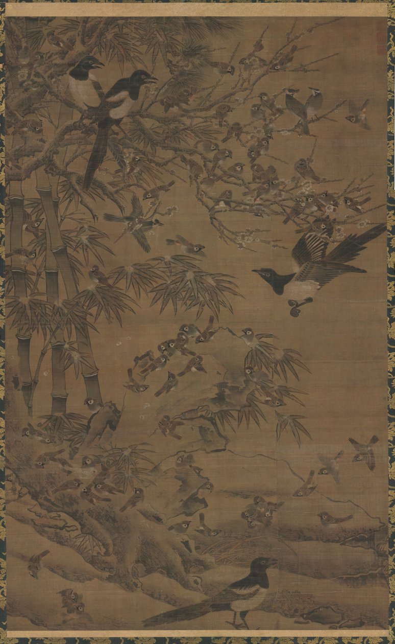 Hundred Birds and the Three Friends, første kvartal av 1400-tallet. av Bian Wenjin