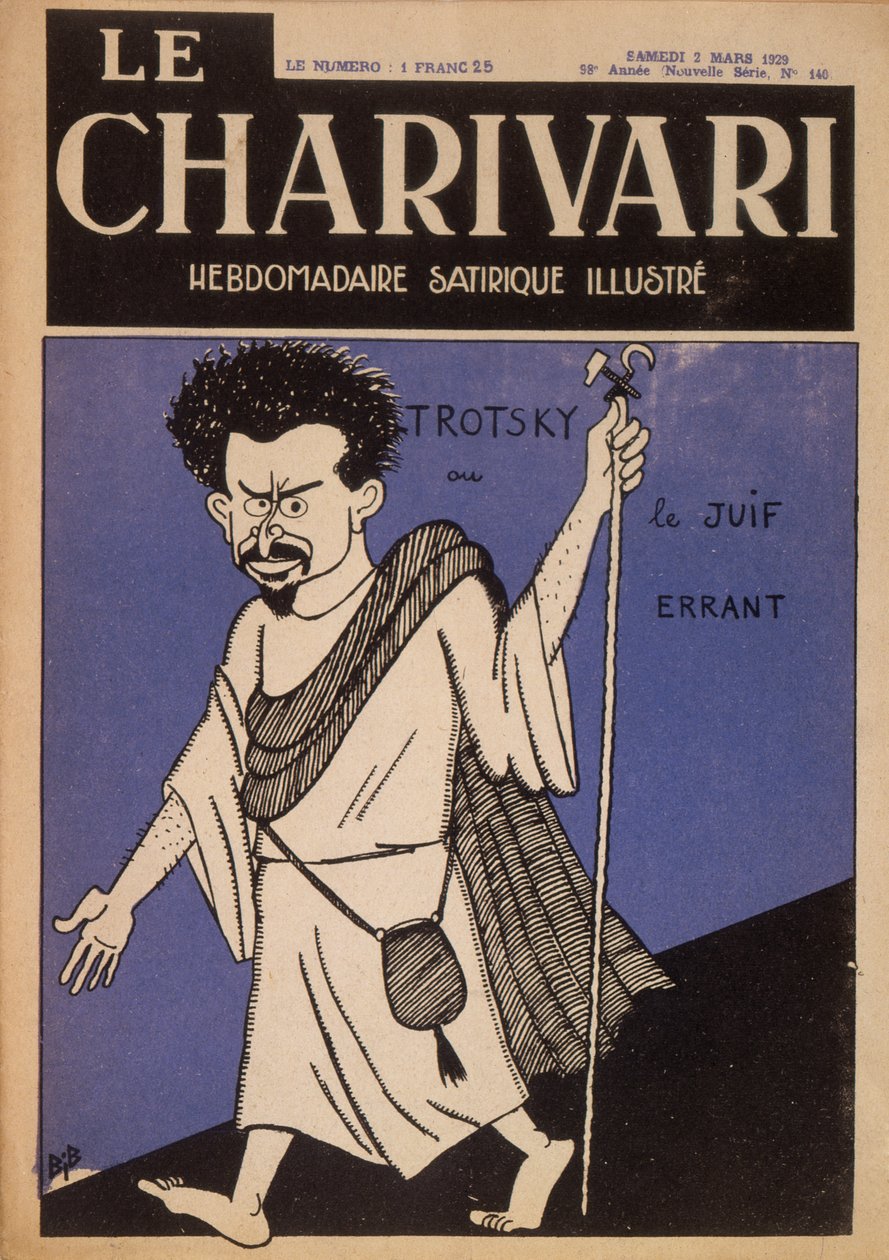 Karikatur av Leon Trotsky (1879-1940) som den vandrende jøden, forside av magasinet 