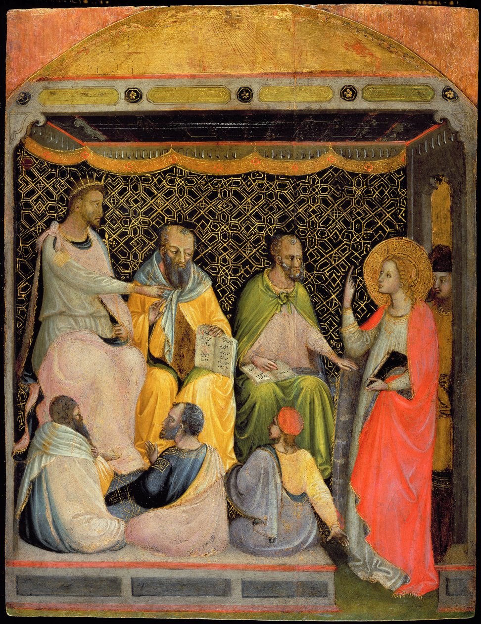 St. Katarina av Alexandria i diskusjon med filosofene (tempera på panel) av Bicci di Lorenzo