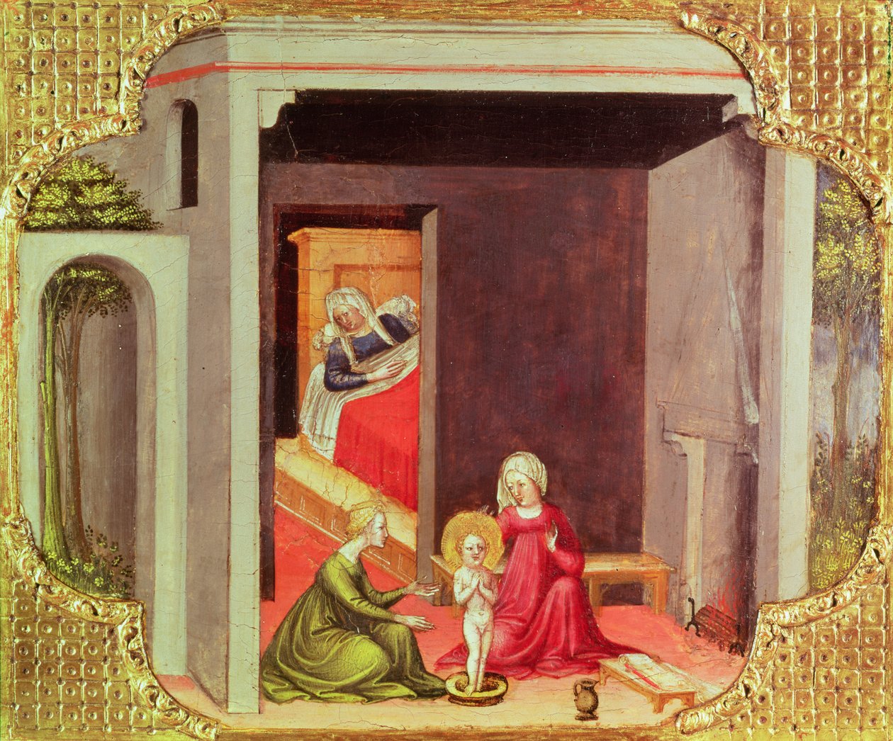 The Birth of St. Nicholas (tempera på panel) av Bicci di Lorenzo