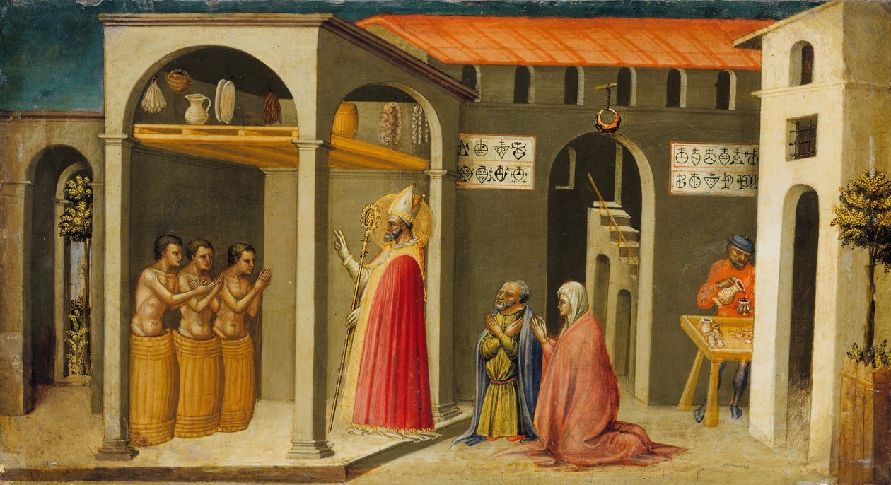 Saint Nicholas gjenoppliver tre ungdommer, 1433-35. av Bicci di Lorenzo