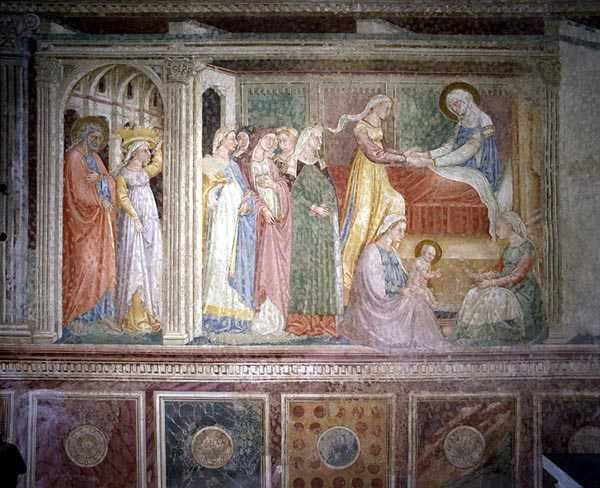 The Nativity, fra Life of the Virgin-syklus i et apsiskapell av Bicci di Lorenzo