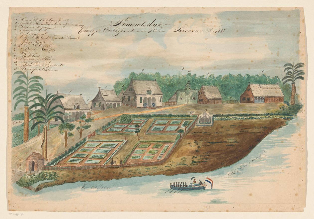 Utsikt over Sommelsdijk i Surinam av Bienfait (signed by artist)