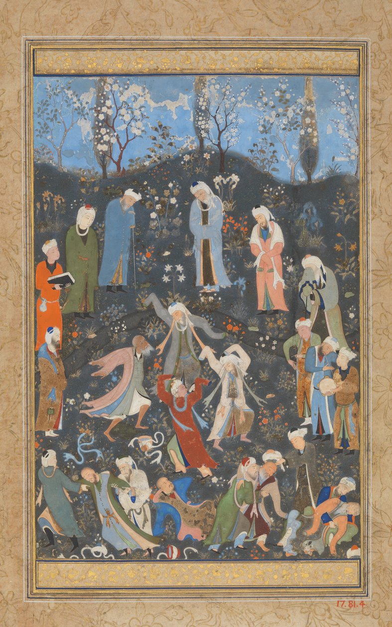 Dansende dervisjer, Folio fra a Divan of Hafiz, ca. 1480. av Bihzad