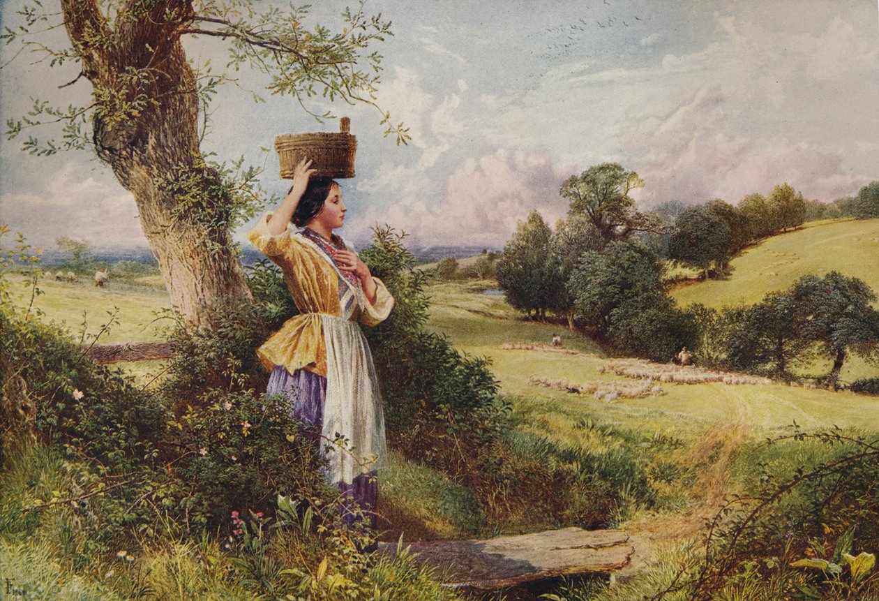The Milkmaid, 1860, c1915 av Birket Foster