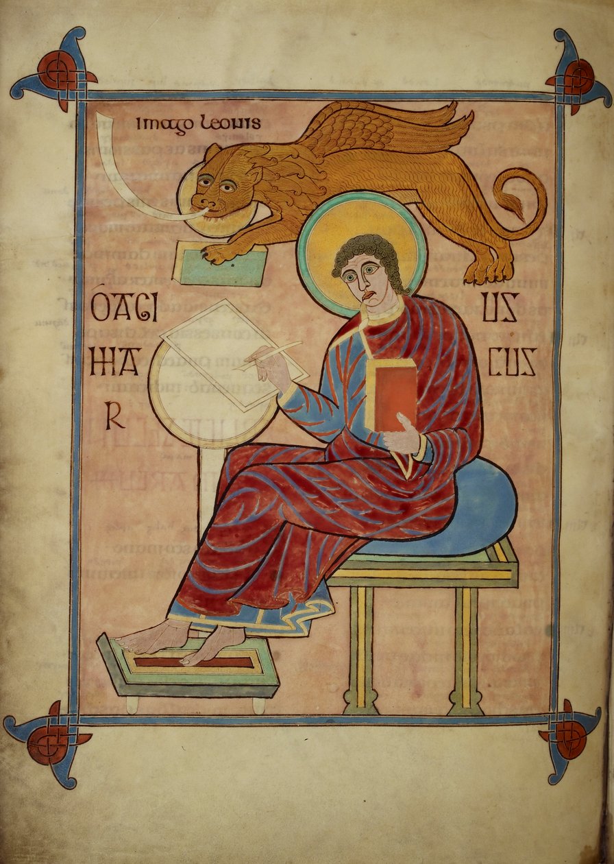 St. Markus, fra Lindisfarne-evangeliene, 710-21 (vellum) av Bishop of Lindisfarne Eadfrith