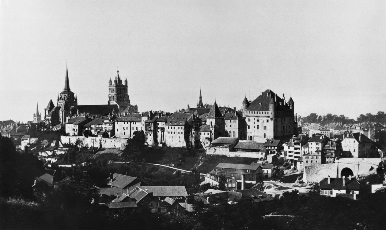 Utsikt over Lausanne, ca. 1856-60 av Bisson Freres Studio