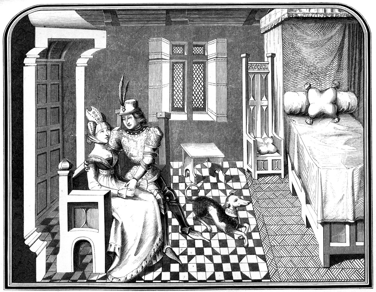 En ridder og en dame, 1400-tallet 1849. av Bisson and Cottard
