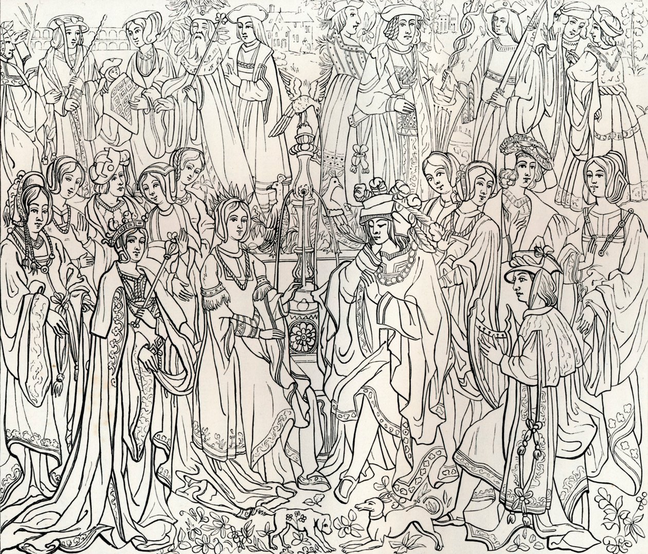Ekteskap med kong Louis XII av Frankrike og Mary Tudor, 1500-tallet, 1849. av Bisson and Cottard