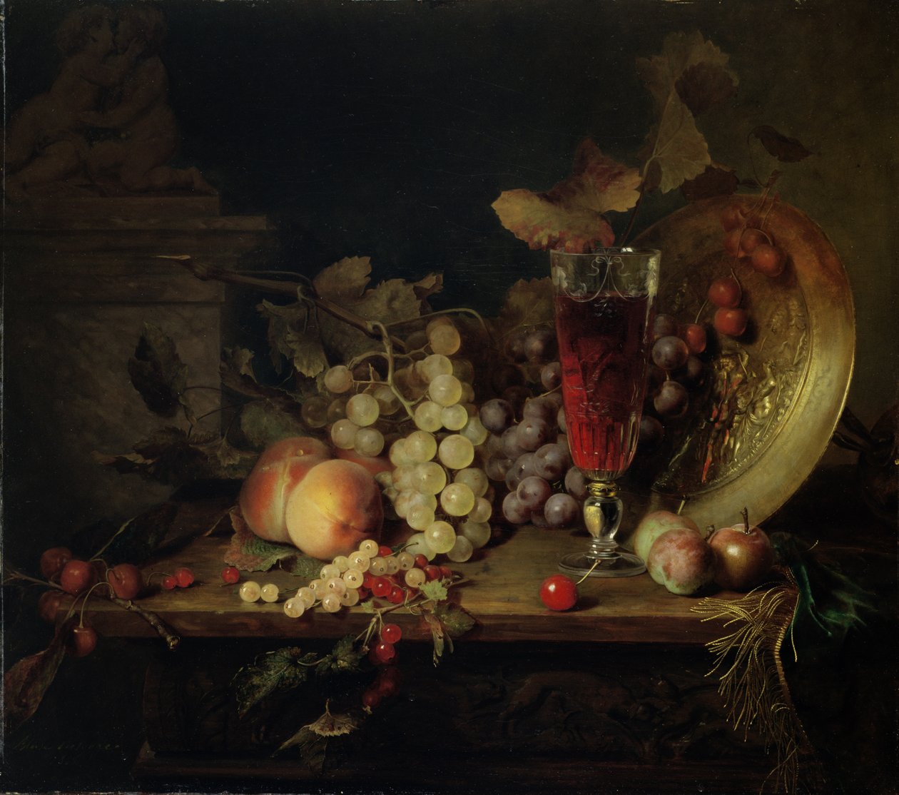 Stilleben med frukt, et glass vin, 1863 av Blaise Alexandre Desgoffe