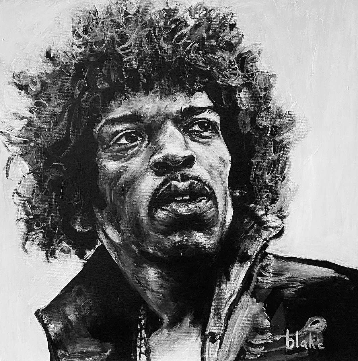 Jimi, ca. 2021 (akryl på lerret) av Blake Munch