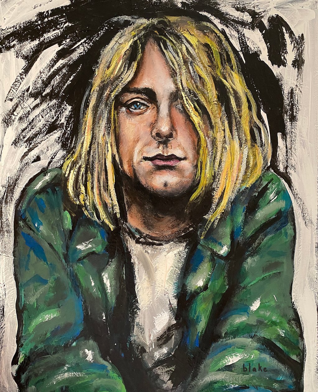 Kurt Cobain, ca. 2020 (akryl på lerret) av Blake Munch