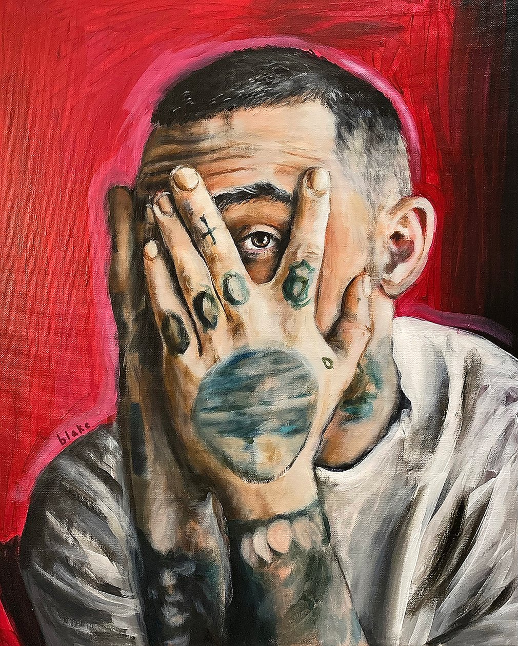 Mac Miller, ca. 2020 (akryl på lerret) av Blake Munch