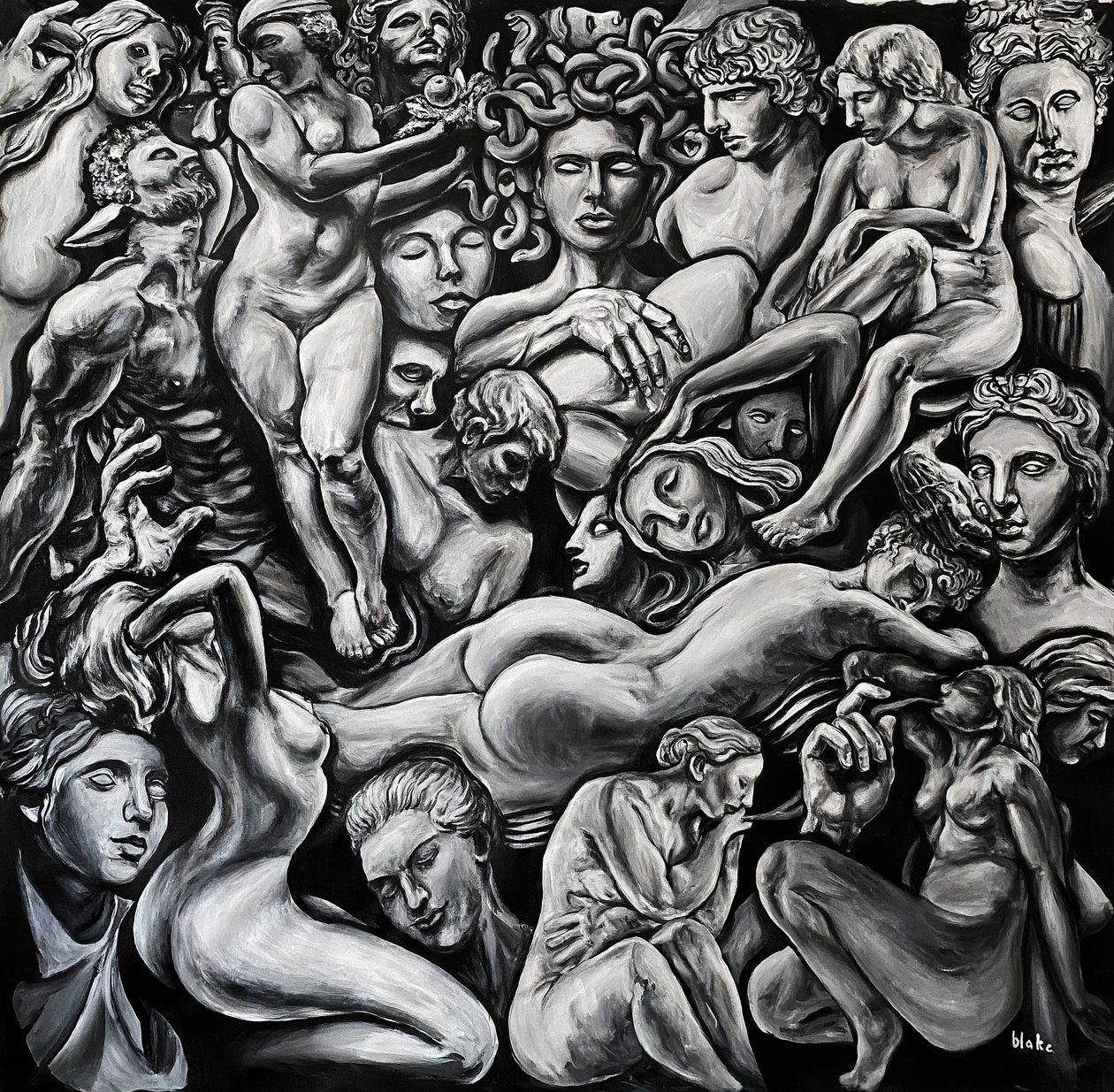 Dionysos-krønikene nummer 6, ca. 2021 (akryl på lerret) av Blake Munch