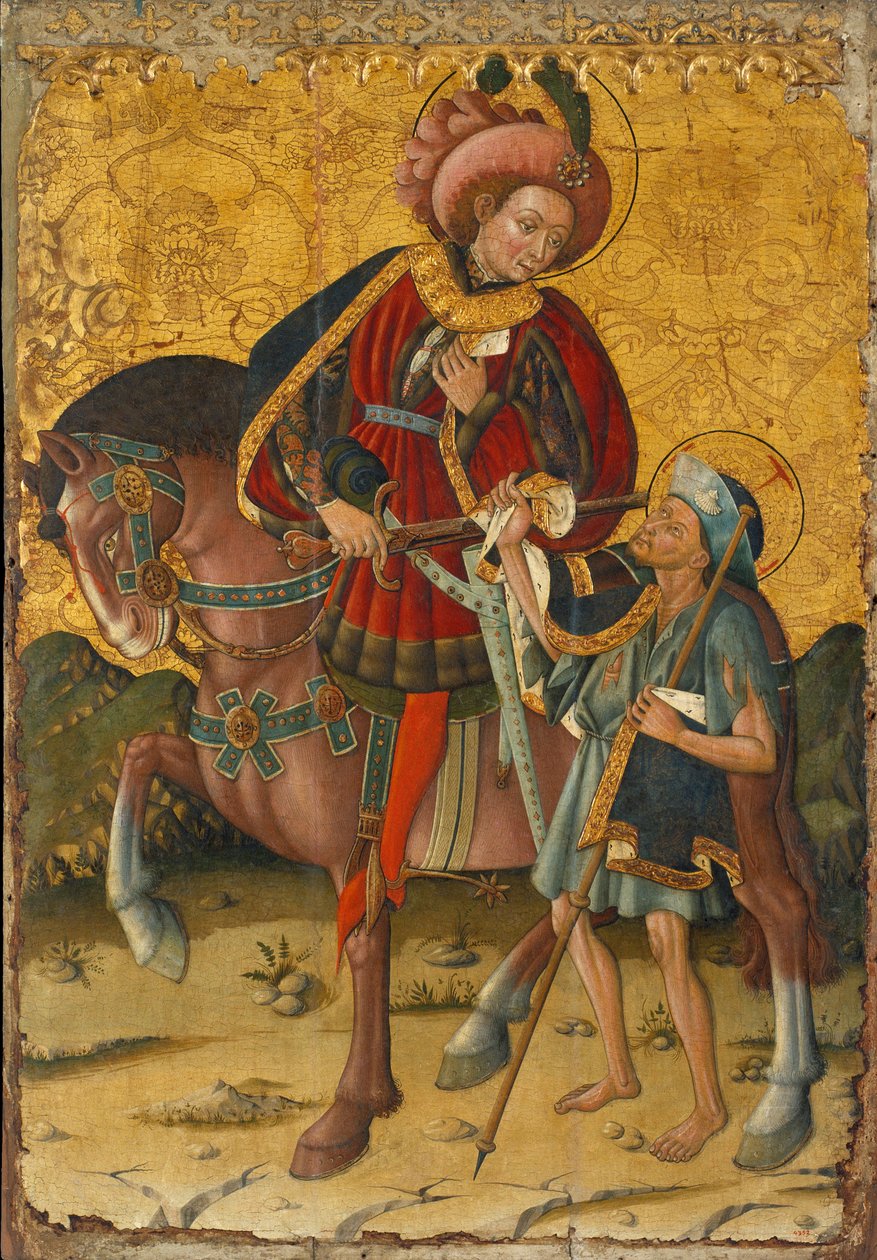 Saint Martin deler kappen sin, ca. 1440 av Blasco de Granen