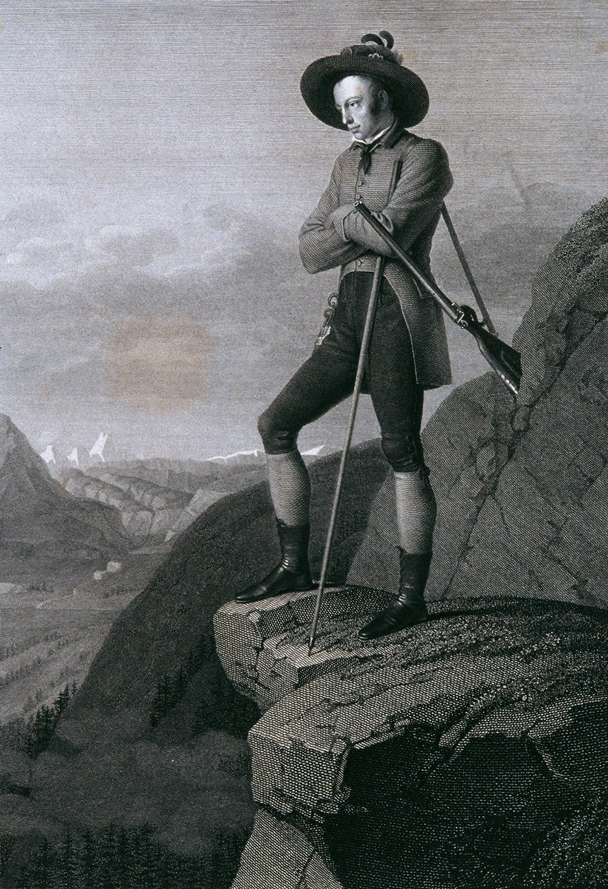 Erkehertug Johann som gemsejeger av Blasius Höfel
